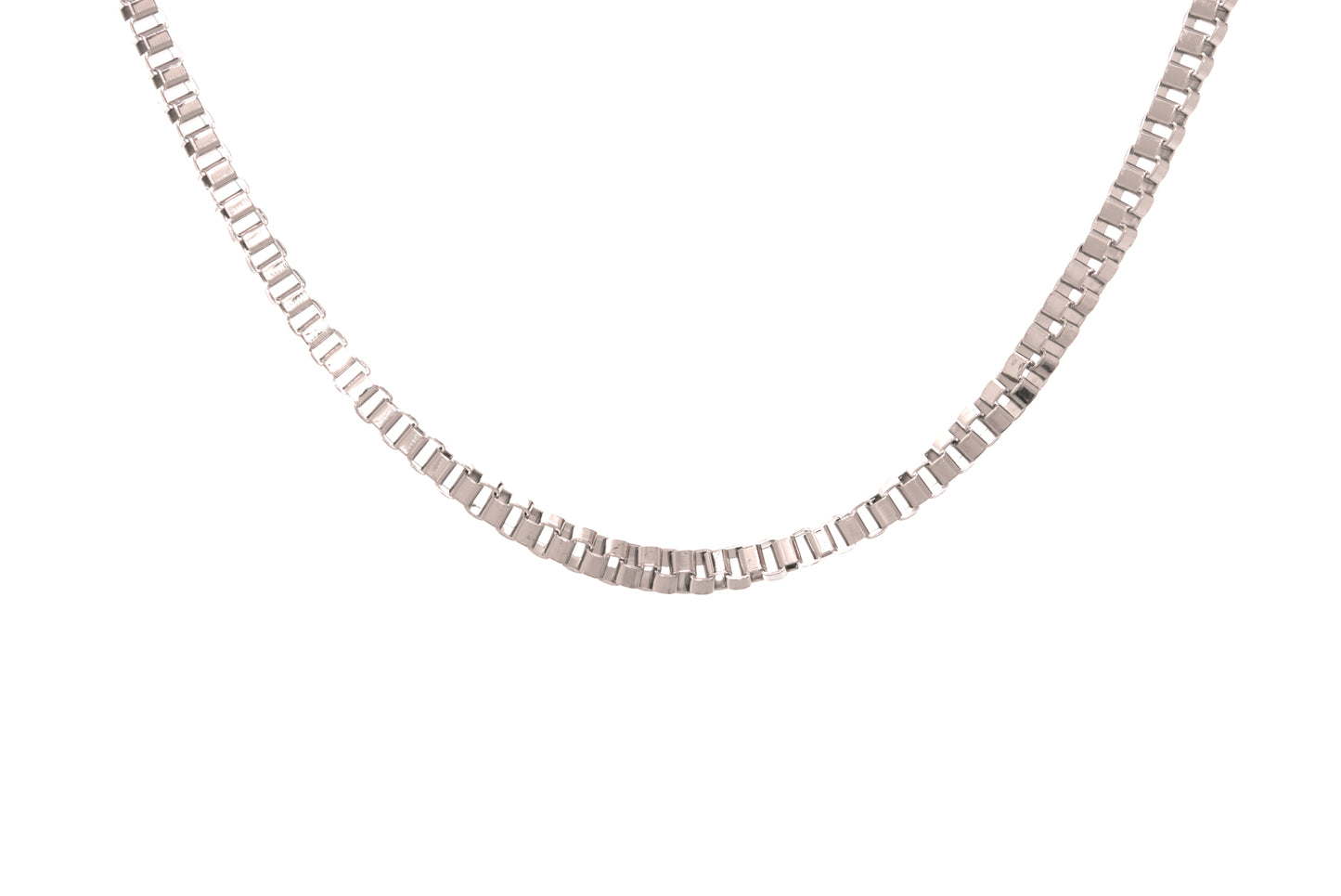 Chain, stainless steel, silver color, size 20" x 3mm, box style. This chain will ONLY fit our two-toned silver and black sterling silver pendants or all of our stainless steel pendants.
