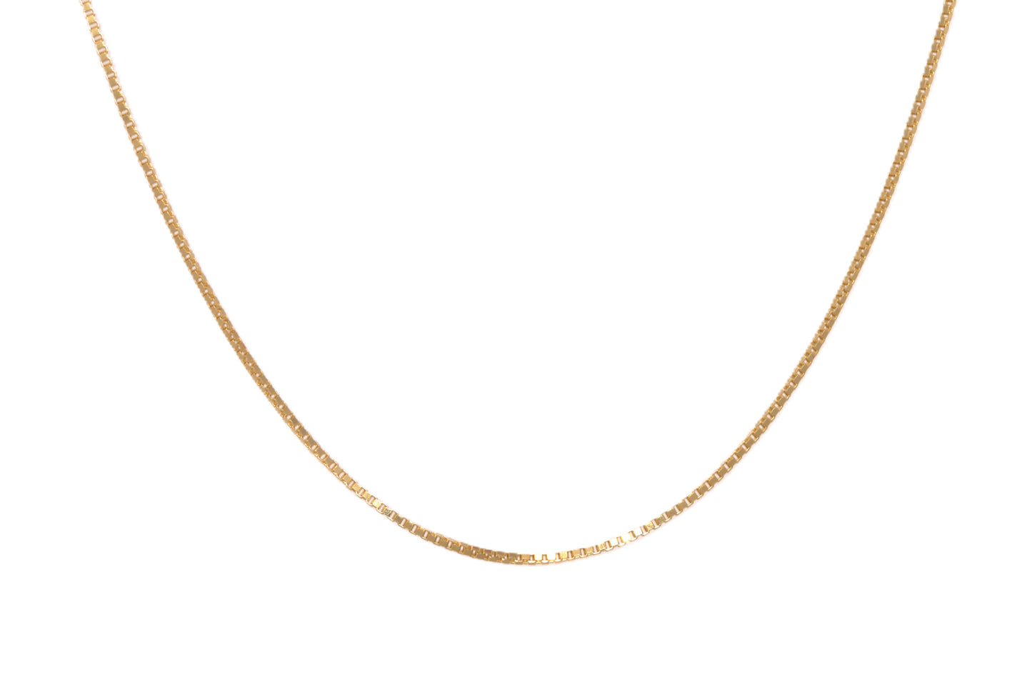 Chain, stainless steel, gold color, size 16" x 0.8mm, box style. This will fit all of our pendants.