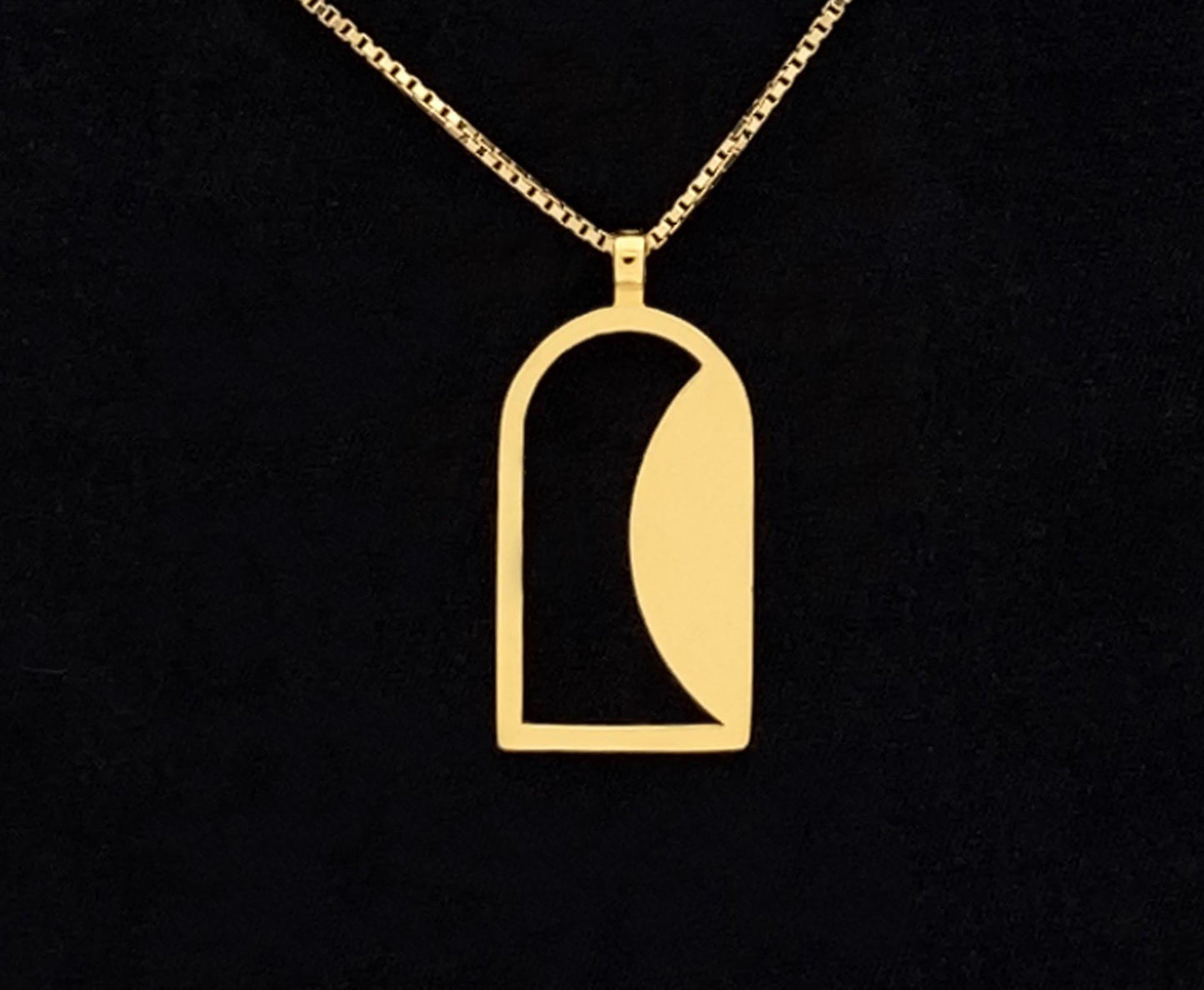 Empty Tomb pendant, sterling silver, gold plated, size 12mm x 21mm H, standard base, smooth stone. (CHAIN SOLD SEPARATELY)