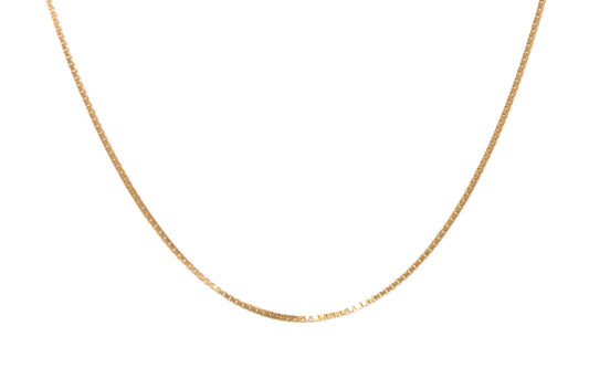 Chain, gold plate, size 16" x 0.8mm, box style chain