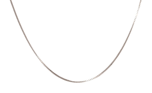 Chain, sterling silver, size 16" x 0.8mm, box style chain