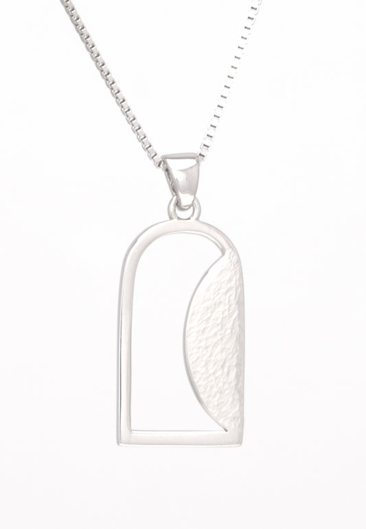 Empty Tomb pendant, sterling silver, size 12mm x 21mm H, standard base, textured stone. (CHAIN SOLD SEPARATELY)